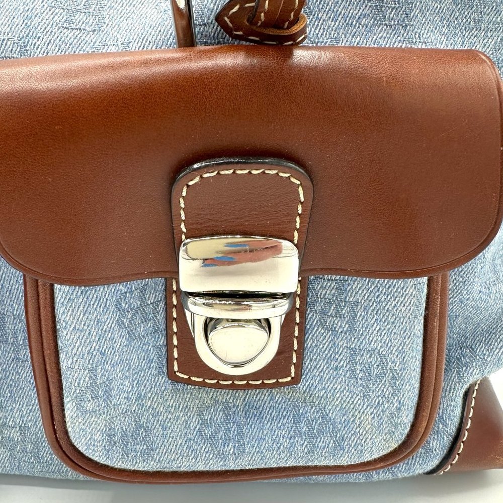 Vintage DOONEY & BOURKE Y2K Sig Double Pocket Denim Canvas Satchel - Picture 10 of 16
